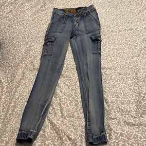 Juniors cargo skinny jeans with jogger bottoms size 0/24